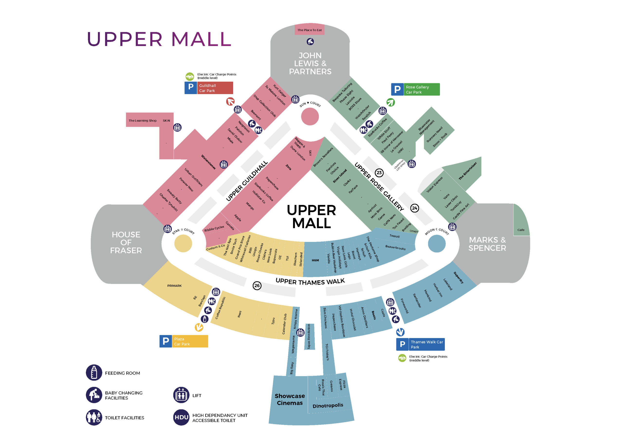 Bluewater shopping centre map, upper mall map