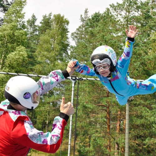 A child Skydiving on the UK's only outdoor skydiving machine