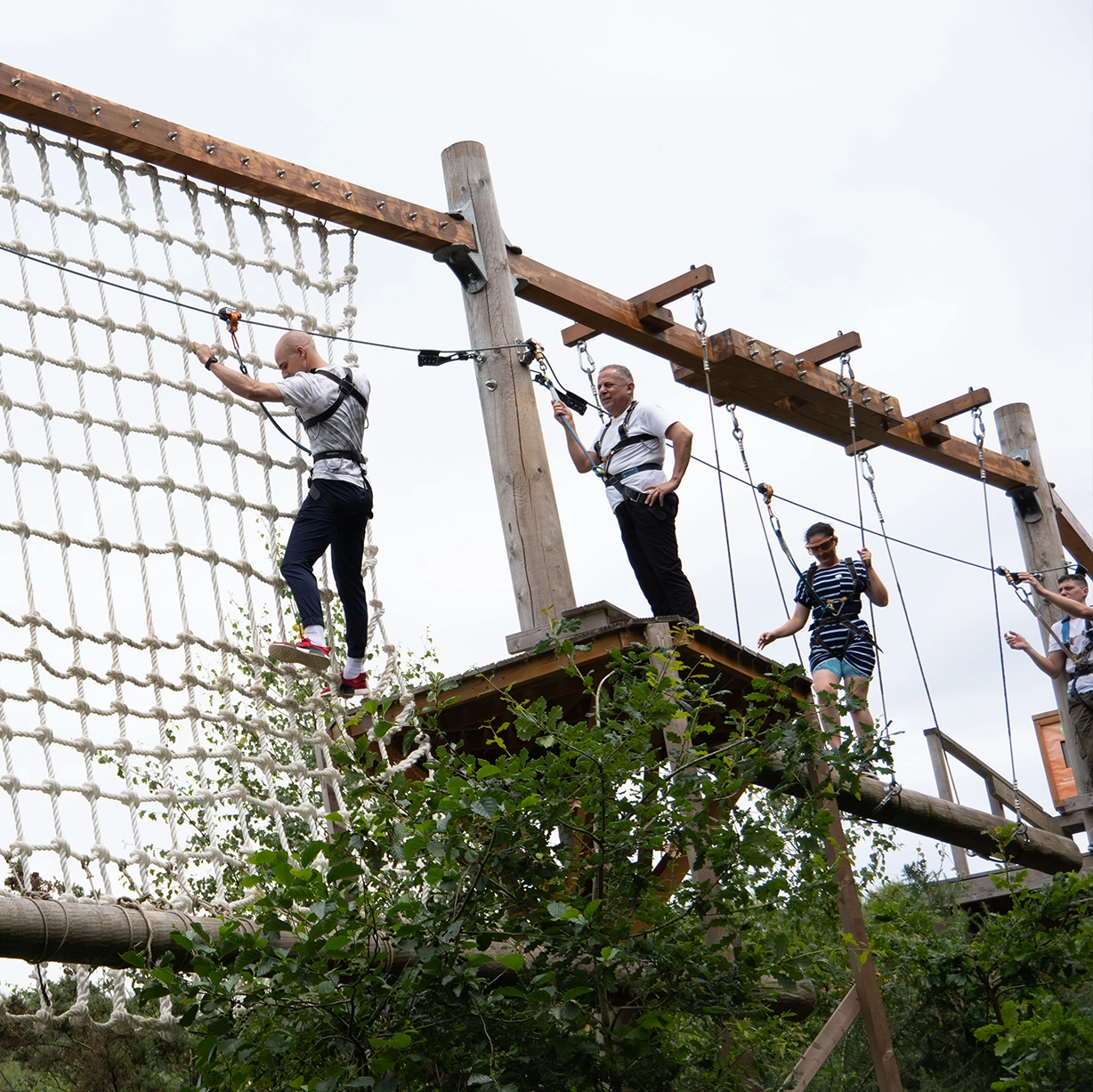 People climbing on the the skytrek course at hangloose
