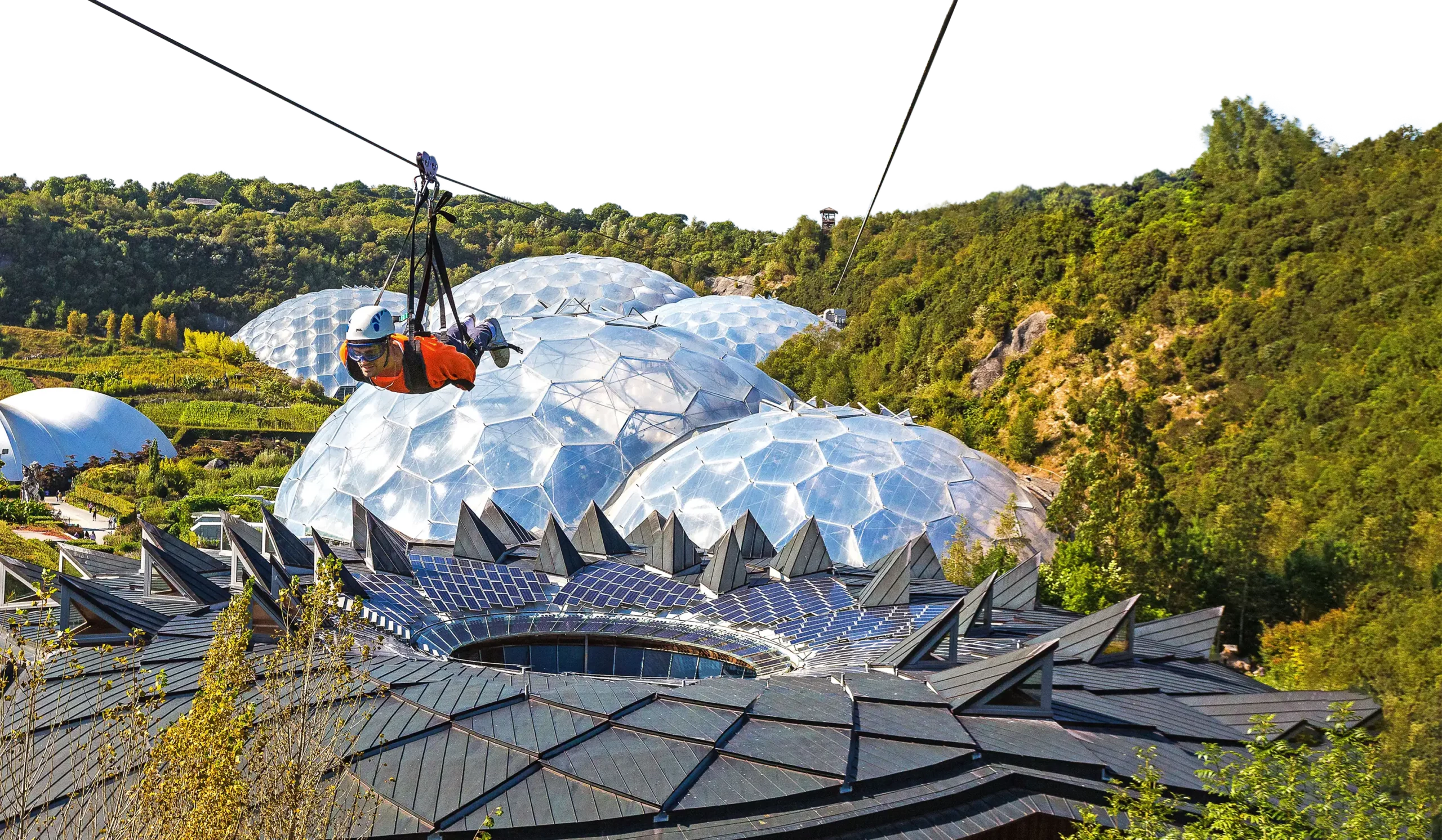 Hangloose skywire with the eden project in the background