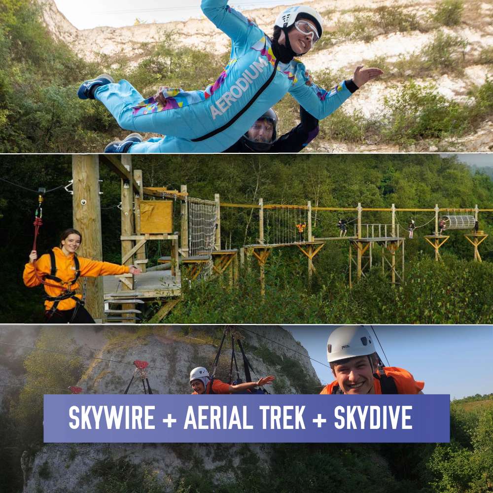 Skydiving package, aerial trek, and skywire at hangloose bluewater