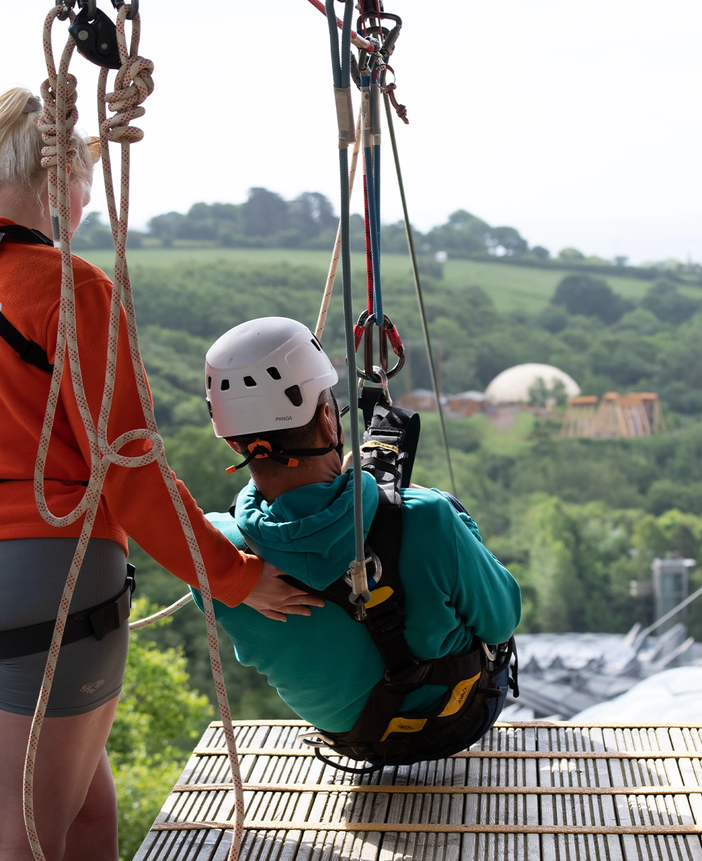 Hangloose disability friendly skywire before ziplining, at eden