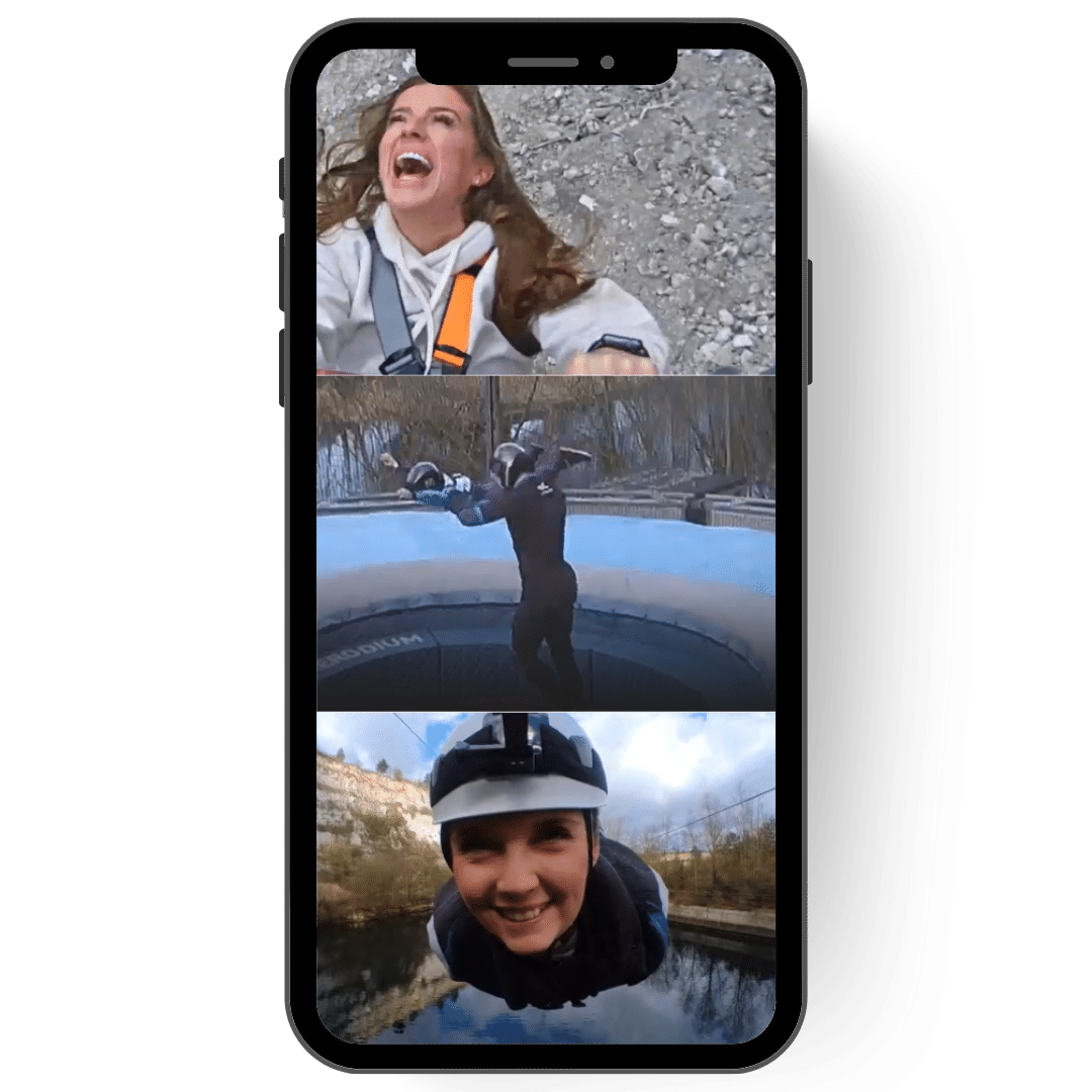 Photos of the Giant swing, skydive and zipline media pack, within a phone graphic