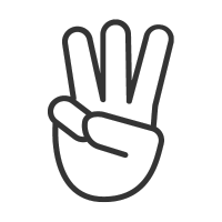 Hand, showing 3 fingers graphic