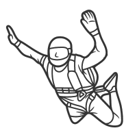 Hangloose facts, skydiving man graphic